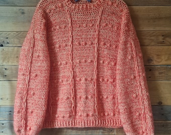 Peach Keen handmade crochet jumper size M 10-12