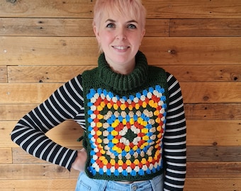 Granny Square Pop-Over crochet vest pattern