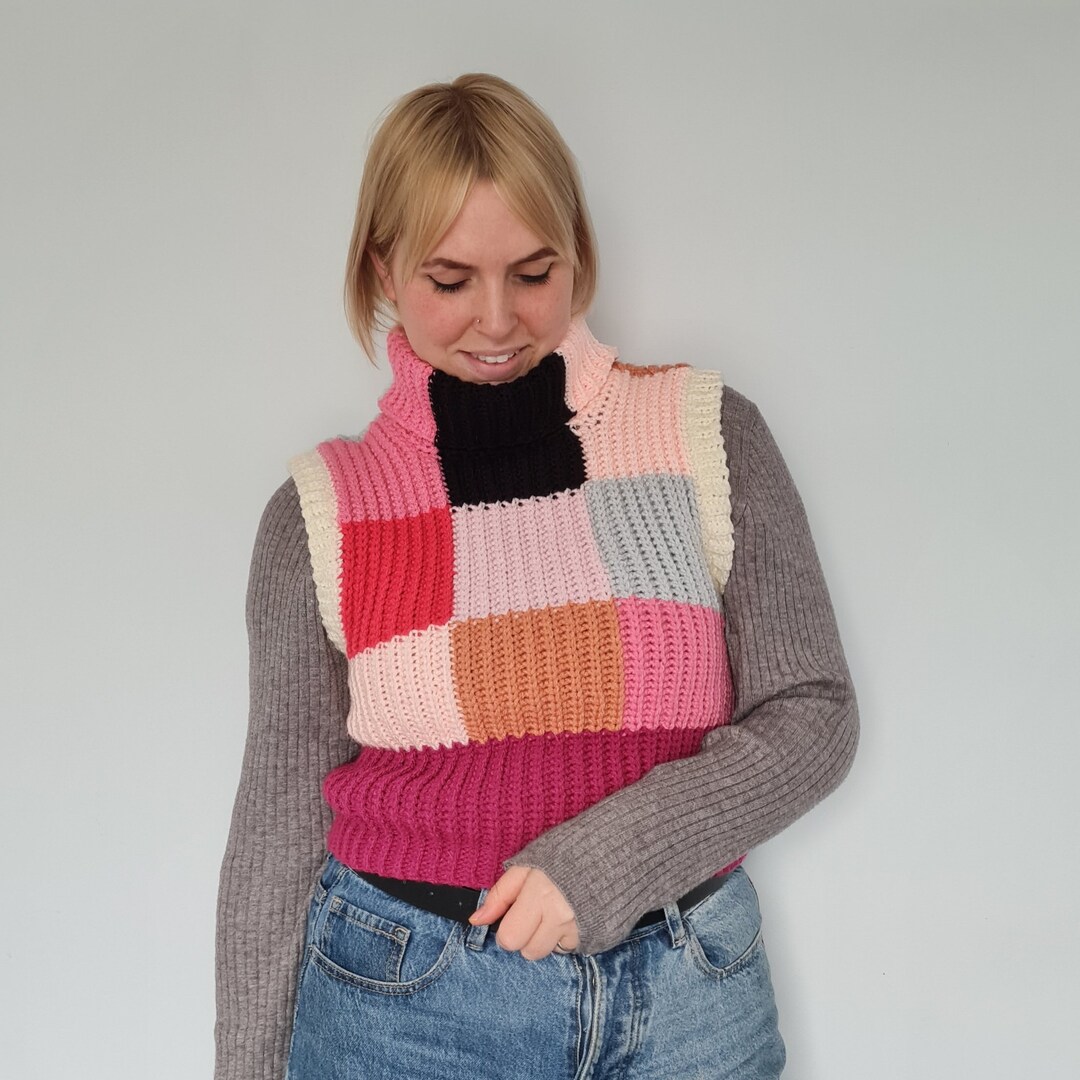 Patch Perfect Knit Look Crochet Patchwork Vest Pattern Etsy
