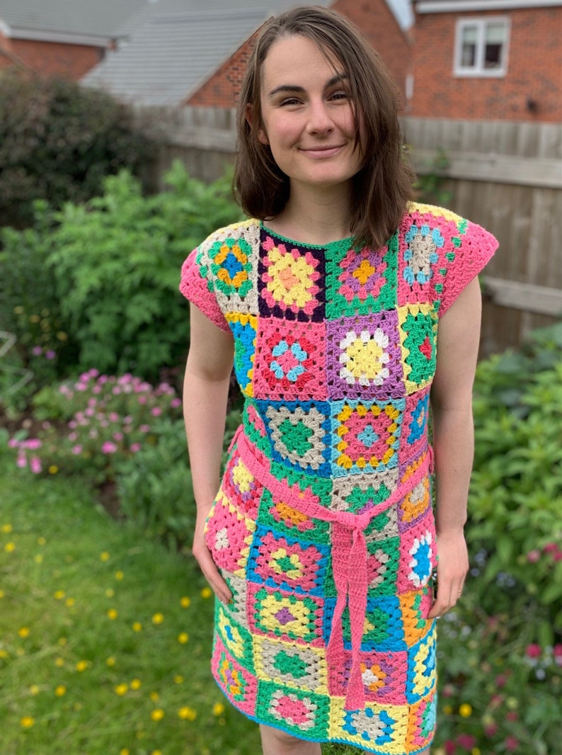 Hip to Be Square Crochet Granny Square Dress Pattern