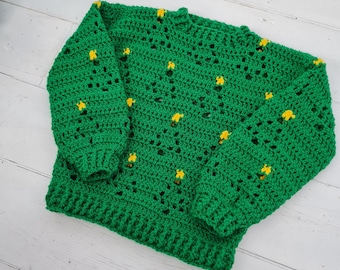 Festive Firs Kids Crochet Christmas Jumper Pattern