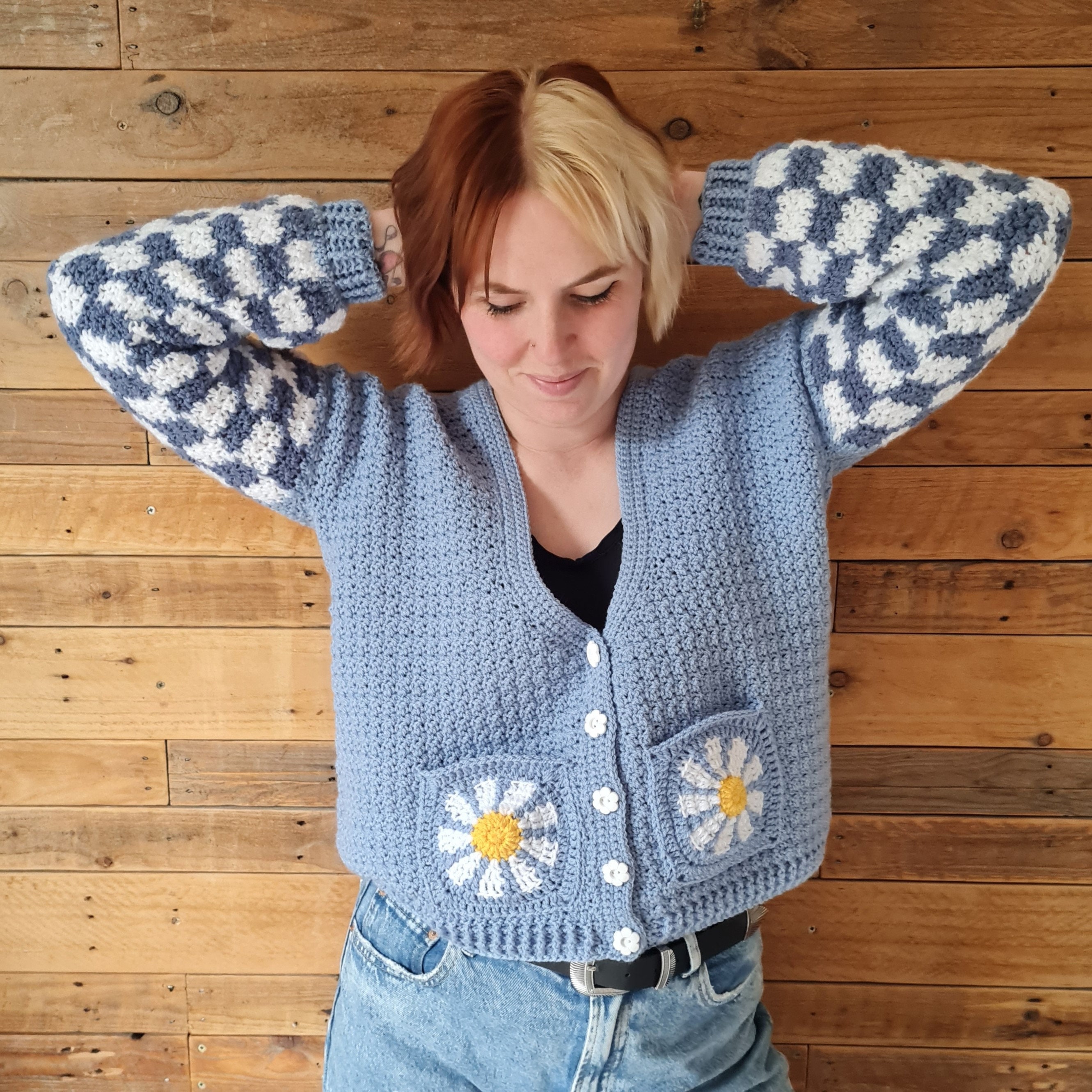 Mohair Cardigan Blue Illusion Cardigans Checkered Cardigan UK