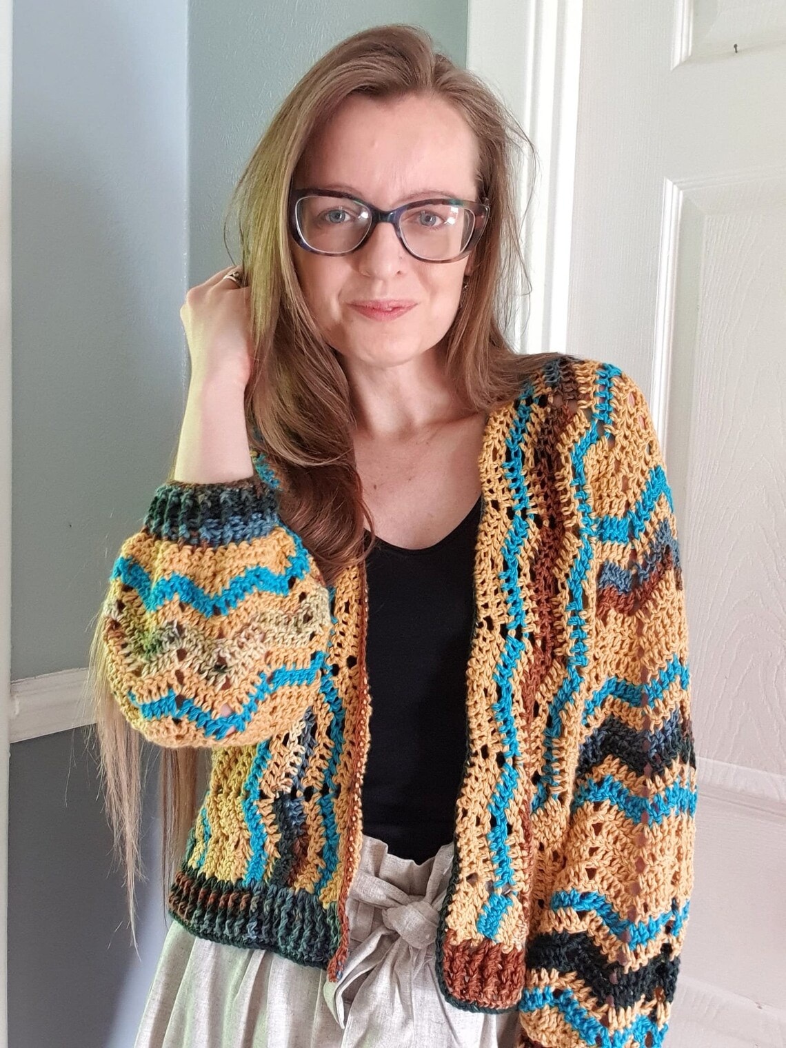Zig Zag Crochet Batwing Cardigan