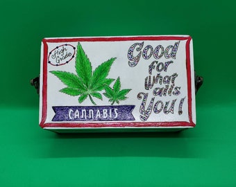 Wood Stash Box with Rolling Tray, "I'm Sold," Knotty Box No. 254