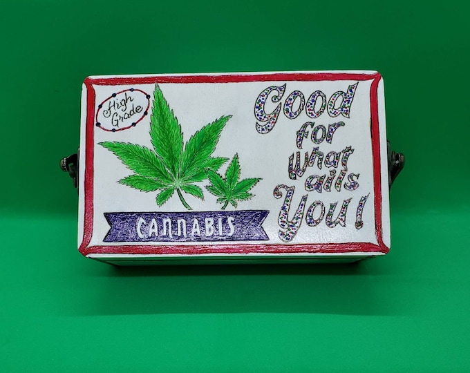 Wood Stash Box with Rolling Tray, "I'm Sold," Knotty Box No. 254