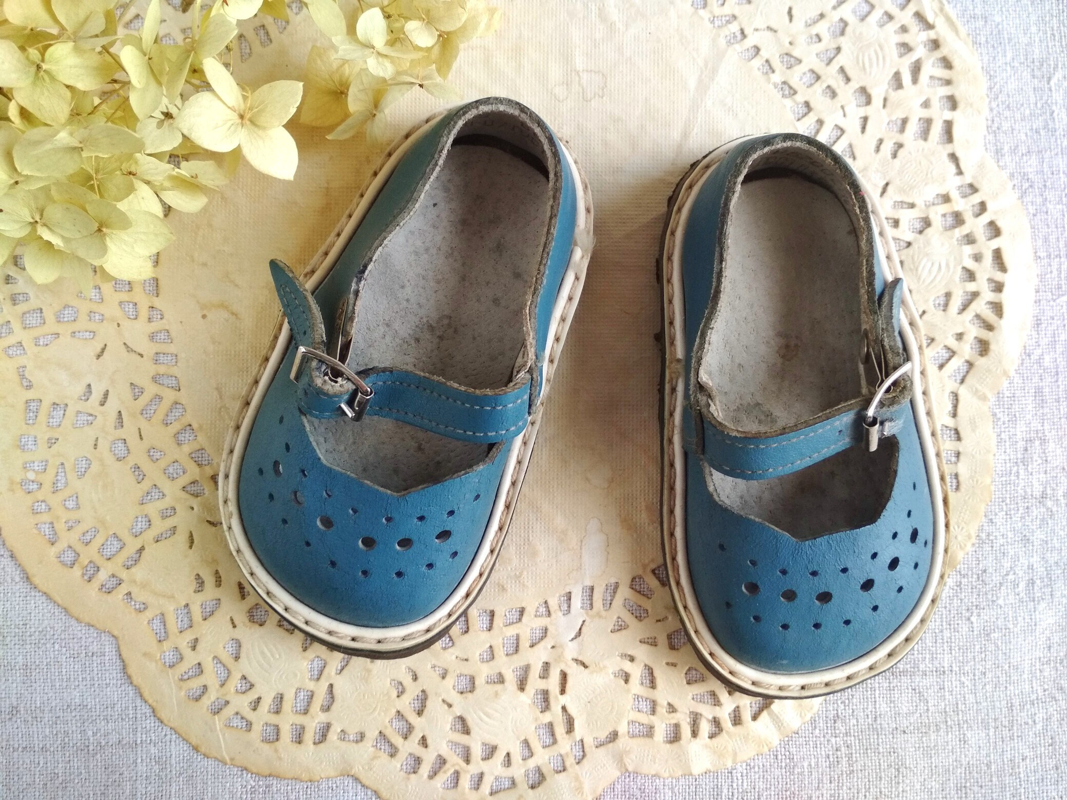 Vintage Leather Babies Sandals / Summer Sandals / NOS Blue Etsy Ireland