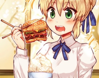 Fate - Saber Burger Poster