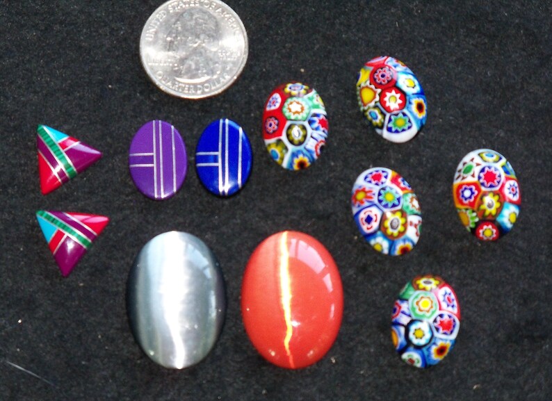 Group of Manmade Cabochons, Millefiori, Dale Stone, Inlay - Etsy