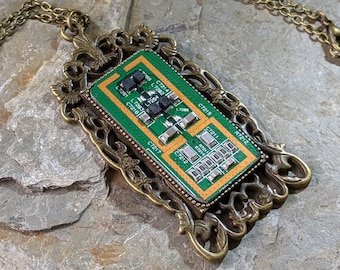 Recycled Circuit Board Necklace Pendant