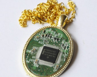 Recycled Circuit Board Necklace Pendant