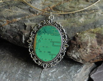 Recycled Circuit Board Necklace Pendant