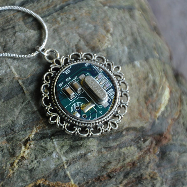 Recycled Circuit Board Necklace Pendant