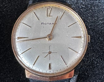 Unusual Vintage Dial with Solid Lugs Men's Rotary 15 JEWELS Swiss made with sub seconds watch cal P 320  in Original Condition