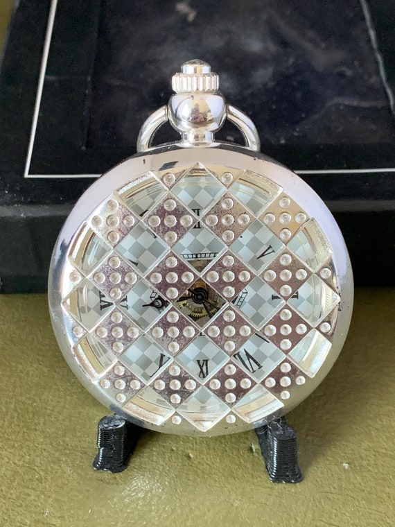 Mechanical Pocket Watch Chess Silver Plated Full Hunt… Gem