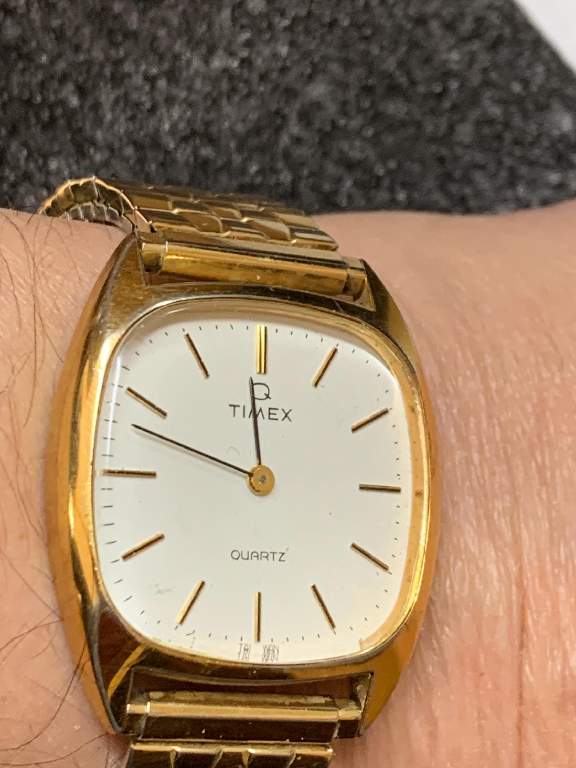 Vintage Timex K Cell Gold Tone Quartz Watch Rectangular Mesh Bracelet Taiwan Timex K Cell - Etsy main image 3