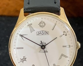 Vintage Jason Masonic Armbanduhr Herren Handaufzug cal ST96N