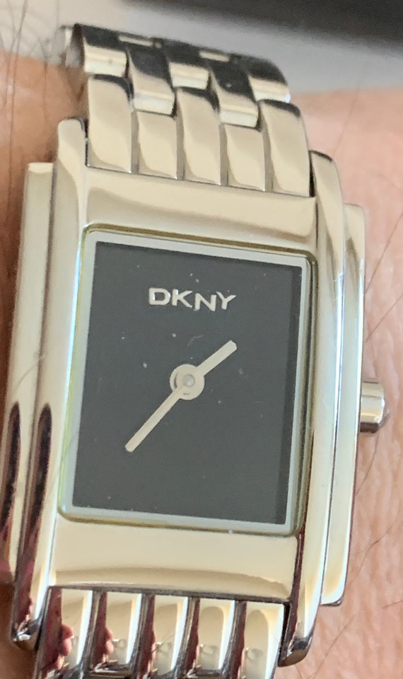 DKNY silver watch with box ; in good condition DKNY Watch 3362 Women Silver Tone Rectangle Case Mesh Band  main image 2