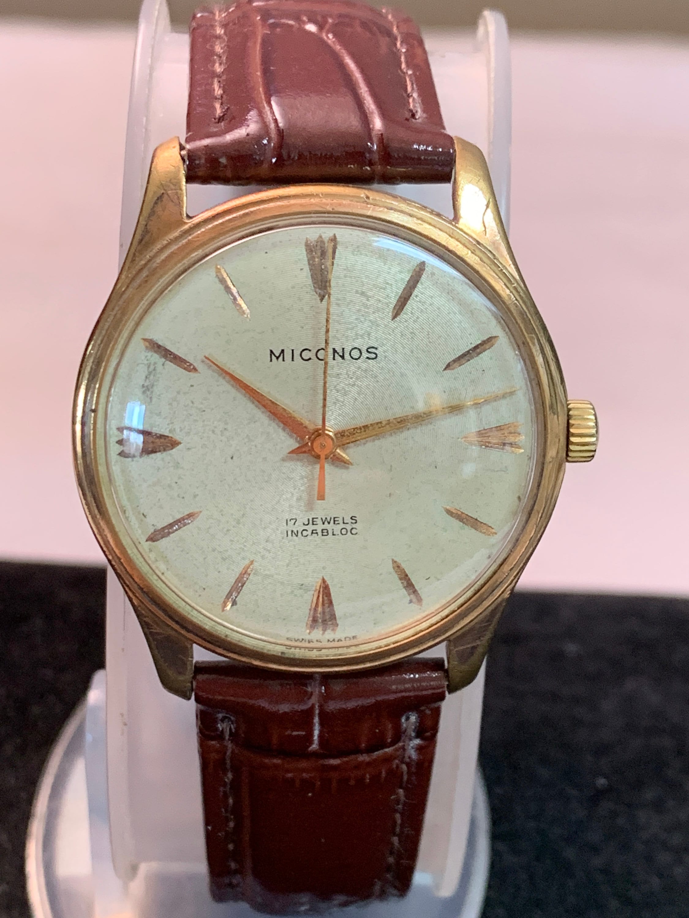 Vintage 1960s Miconos Swiss Men s Watch 17 Jewels Incabloc ST 1686