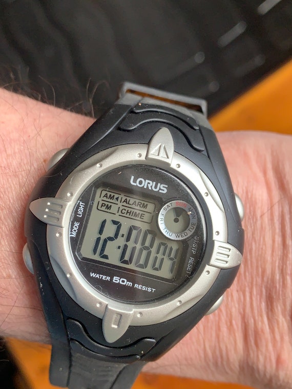 Lorus by Seiko Digital YK33 X006 Black Resin Strap Chronograph Alarm Date Watch Etsy