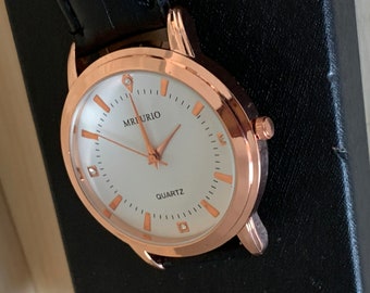 Mreurio Ladies Large Rose Gold Tone Quartz Watch