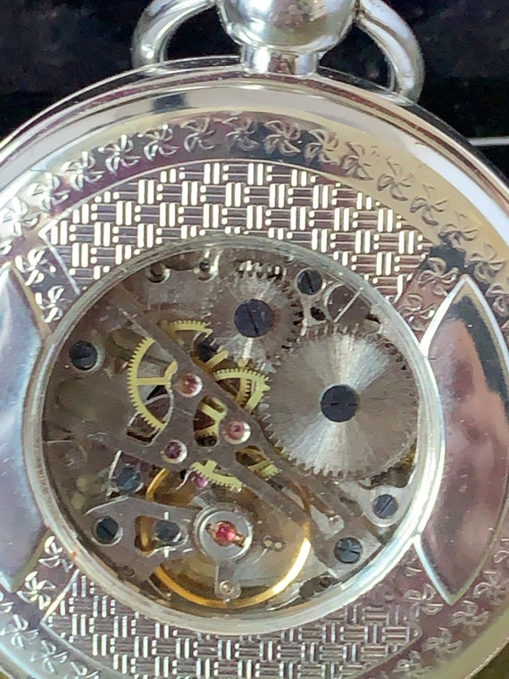 Mechanical Pocket Watch Chess Silver Plated Full Hunt… Gem