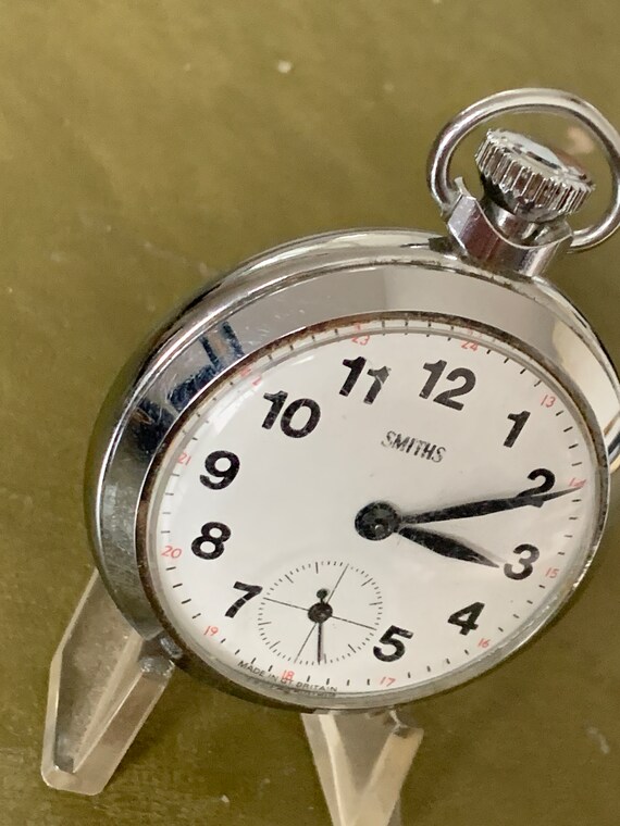 chrome case Vintage smiths Pocket Watch with Military… Gem