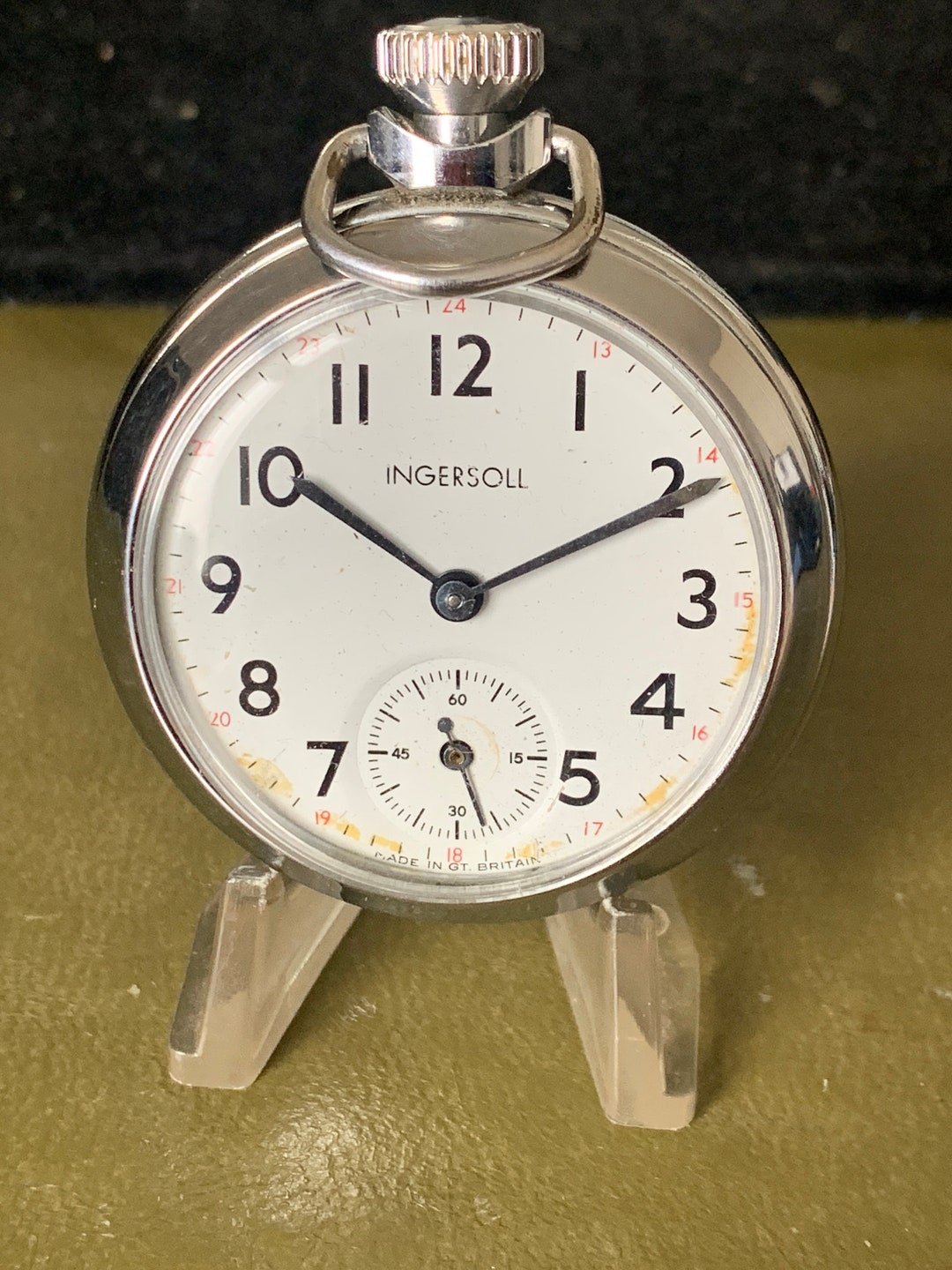 Vintage Ingersoll Pocket Watch From 1975 With 24 Hour Dial Etsy