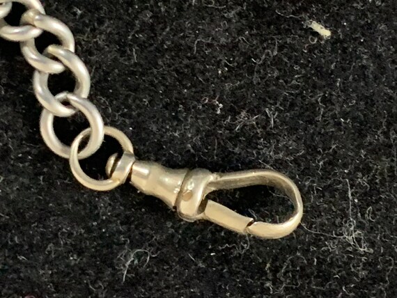 Antique White Metal Albert chain with  coins/ tokens View 5