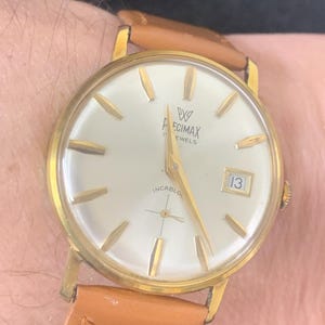 Rare Vintage Gents 1960s Precimax  P 336N Dress Watch 17 Jewel with Sub Second and date