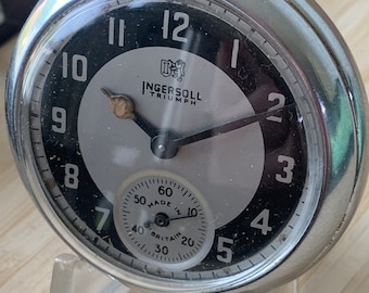 Vintage Ingersoll Triumph Black and grey  Bullseye Dial  pocket watch C1953 with new chrystal