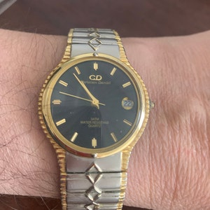 Christian Daniel Silver and Gold Tone Women's Watch With Black