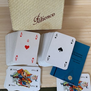 Dubbel Mini Deck Piatnik "Patience" speelkaarten in de originele doos met 15 games Patience-boekje