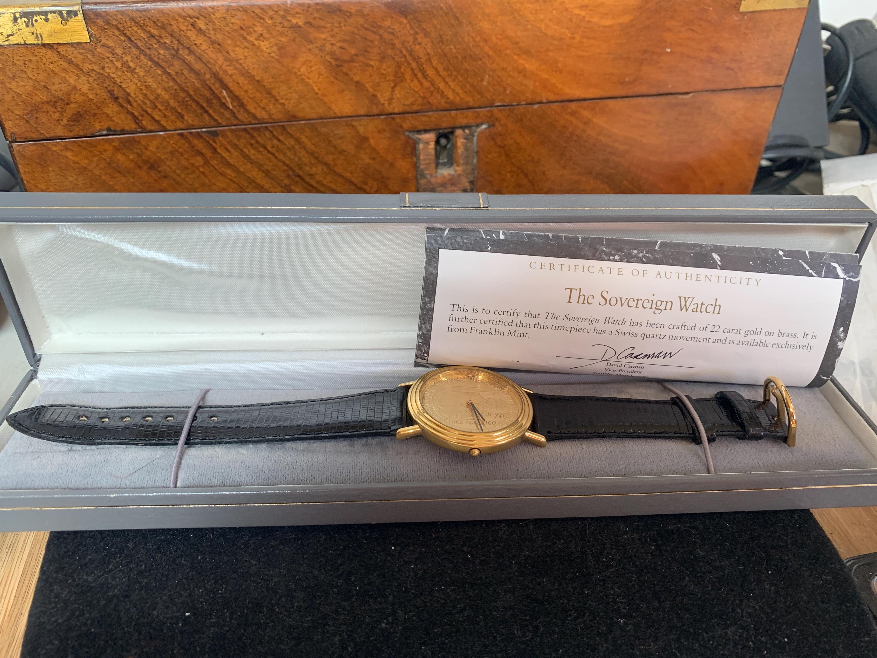 Beautiful Franklin Mint Sovereign Watch, Gold Plated Watch, C1989