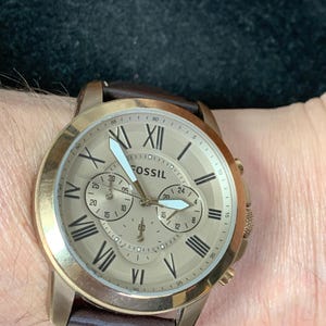 Montre chronographe pour homme couleur bronze fossile, montre en acier inoxydable