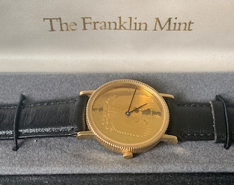 Franklin Mint Eagle Sterling Silver Dial Gold Plated Watch