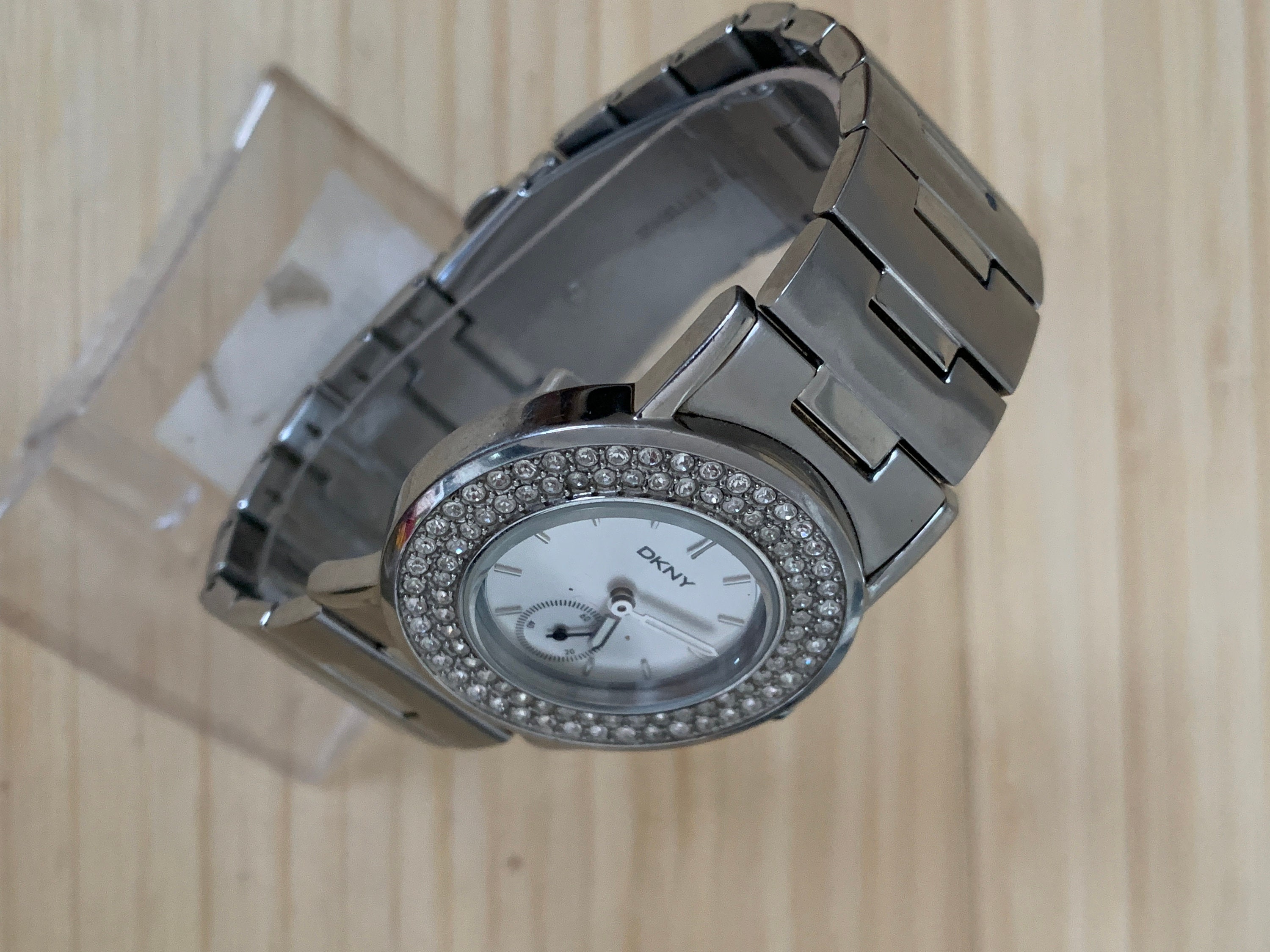 DKNY Stainless Steel With Pave Rhinestone/Crystal Watch Style 3495 Beautiful Ladies Designer DKNY Quartz watch with Rectangular  main image 4