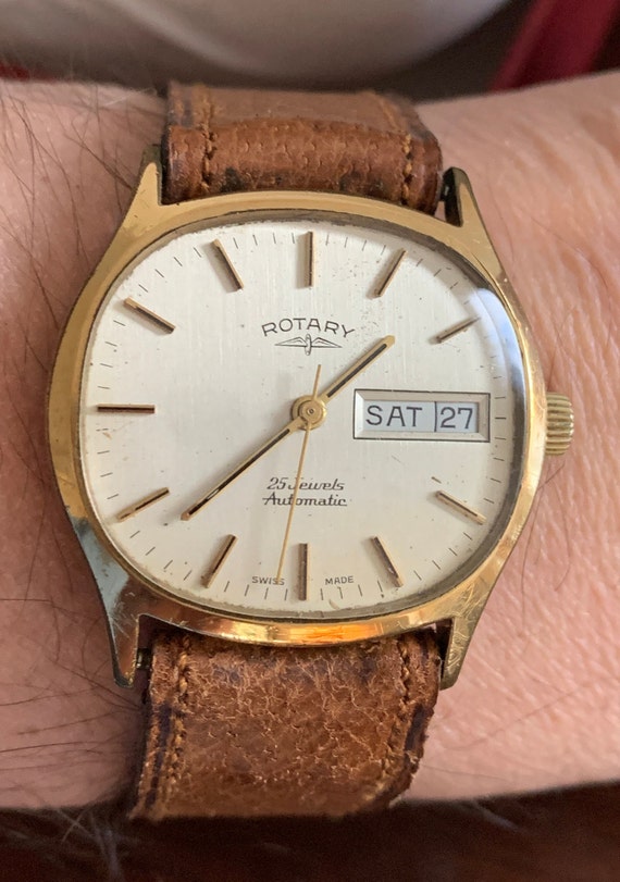 Vintage Rotary Mens ovale behuizing automatische 25 juwelen met