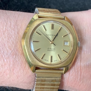 Rare Vintage Everite King  Mens 1970s  17Jewels Watch  with Date With Rotary AS Cal.. 2061 Movement