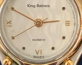 Beautiful Krug Baumen Ladies Marquis Two Tone Textured Dial 18 Ct Gold Plated Watch 4117KL in Original Box Etsy Canada