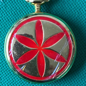Quartz full hunter pocket watch in working order with Red inlay