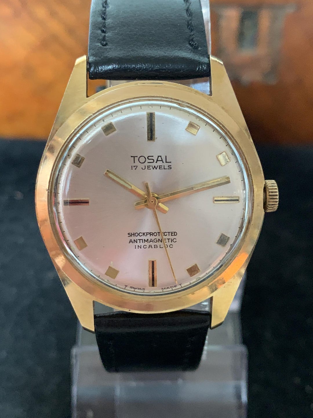 1970s Vintage Tosal 17 Jewel Incabloc Hand Wound Gents Watch With Sonceboz  Movement