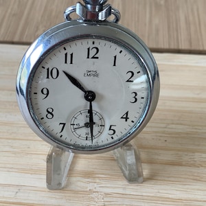 Smiths Empire Mans Open Face Chrome Plate Pocket Watch C1969
