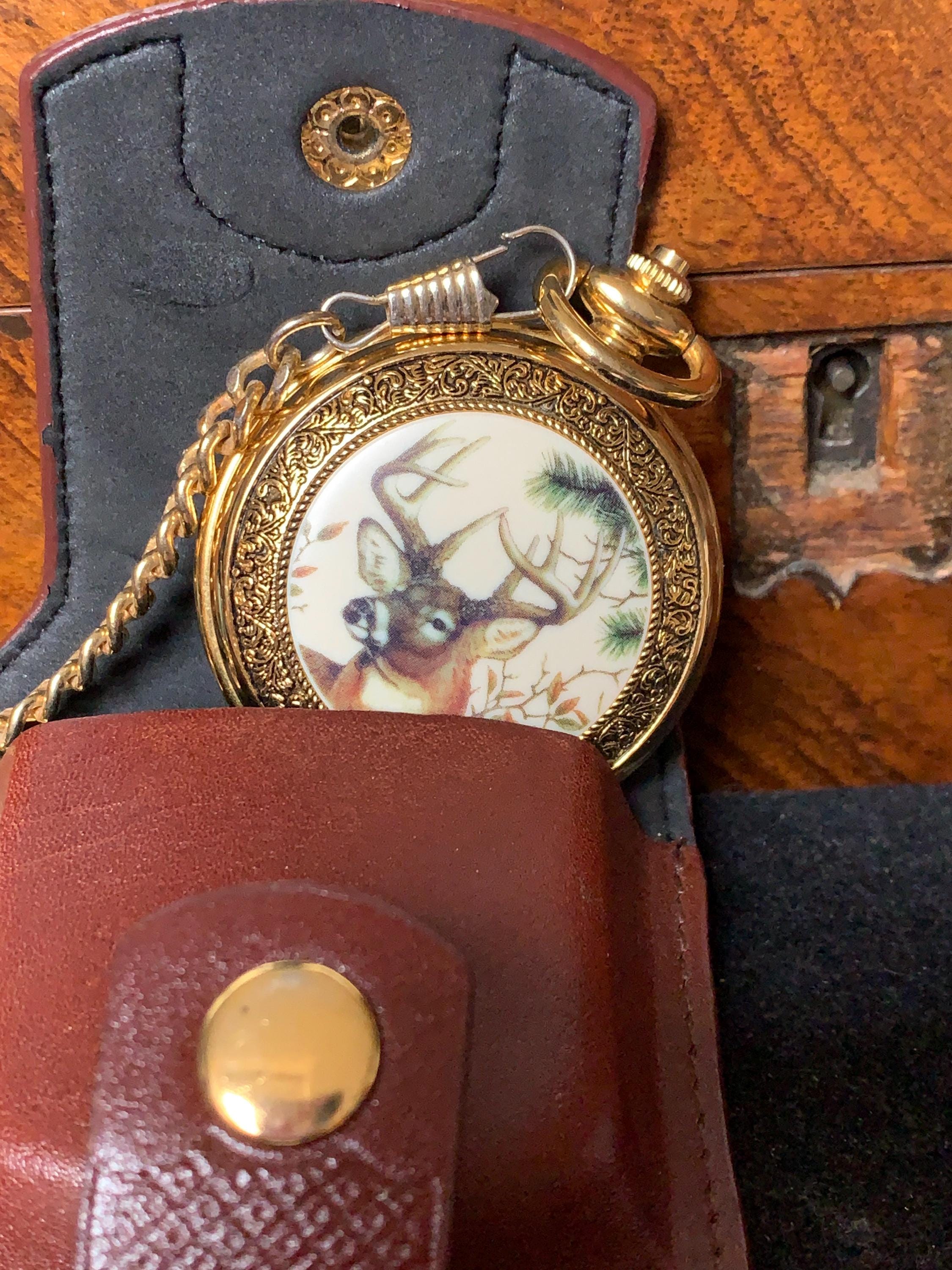 Franklin Mint 10 Point Buck Pocket Watch Keeps Good Time With