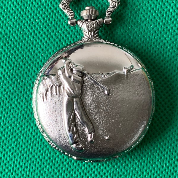 Reloj de bolsillo / fob full hunter de cuarzo en funcionamiento con diseño de golf
