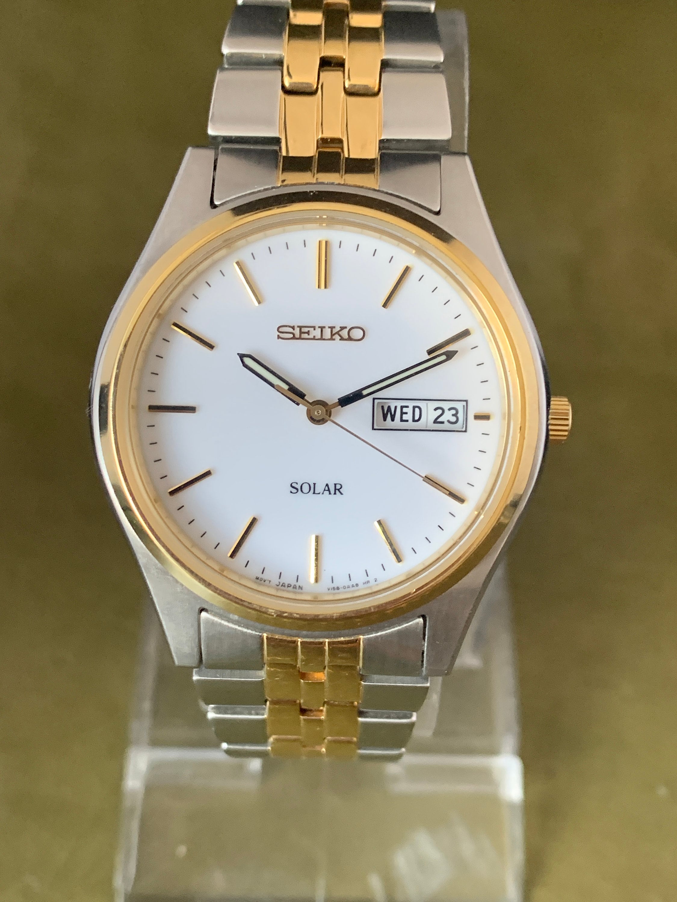 Seiko Solar Analog Day Date Watch V158 0AA0 With Original - Etsy