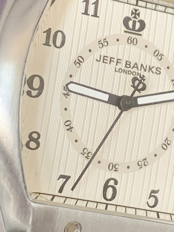 Mens Jeff Banks Large Boxed Silver and Cream Watch - image 3