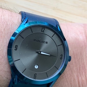 Metallic Blue Mens Police Designer Fashion Watch 40.7mm Model PL.14217J