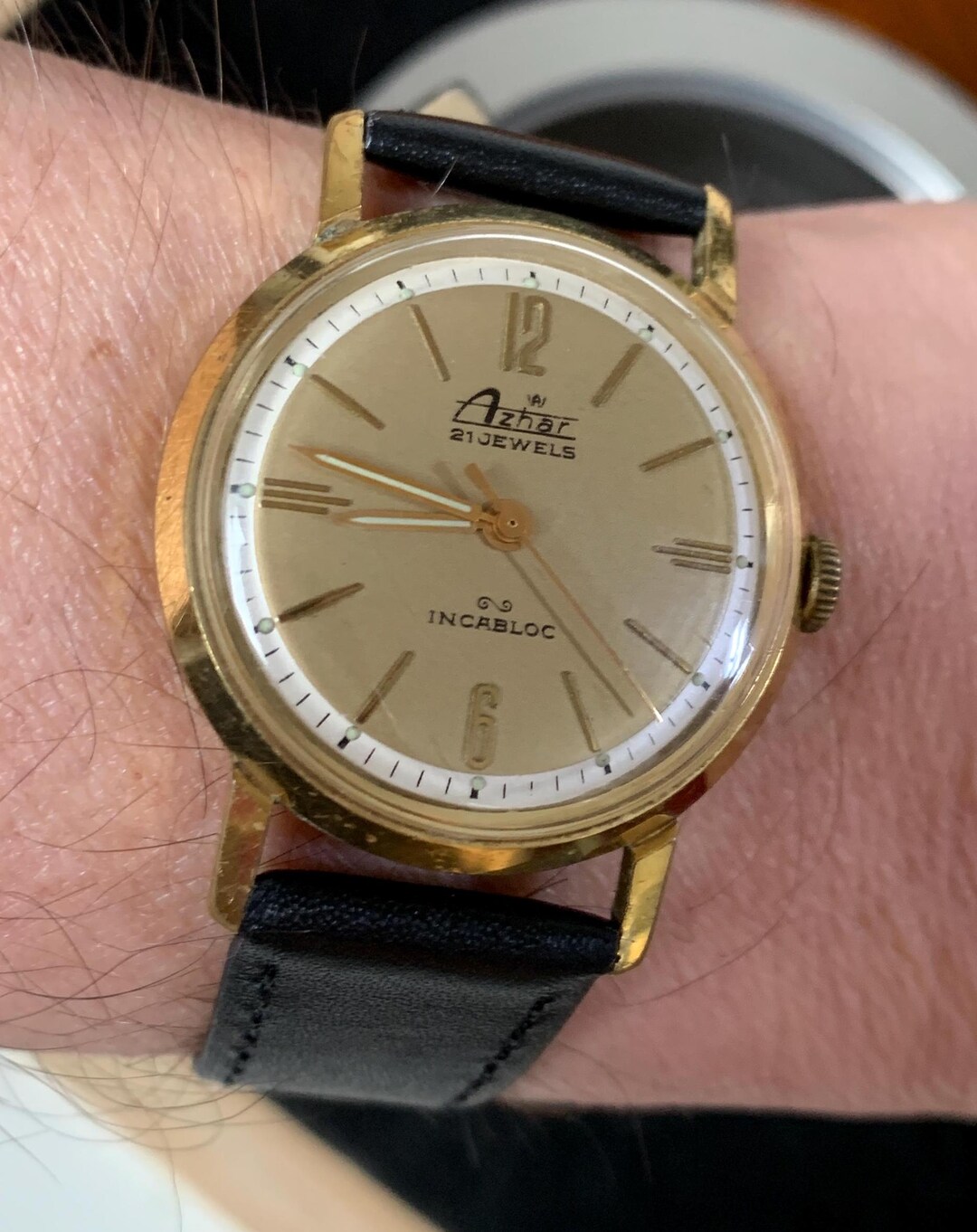 Very Rare Men's Vintage Azhar 21 Jewel Incabloc Watch With Gold Center ...