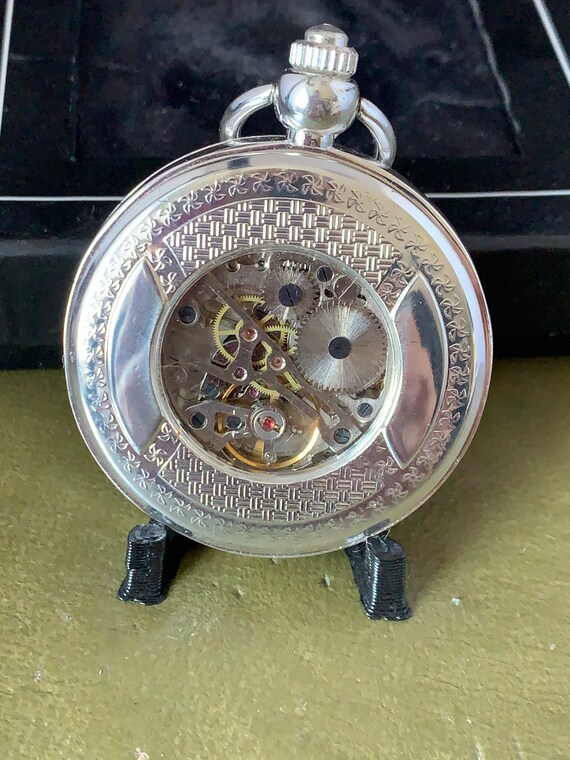 Mechanical Pocket Watch Chess Silver Plated Full Hunt… Gem