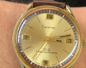 Vintage Large mechanical Lucerne watch in original condition  (unrestored case)